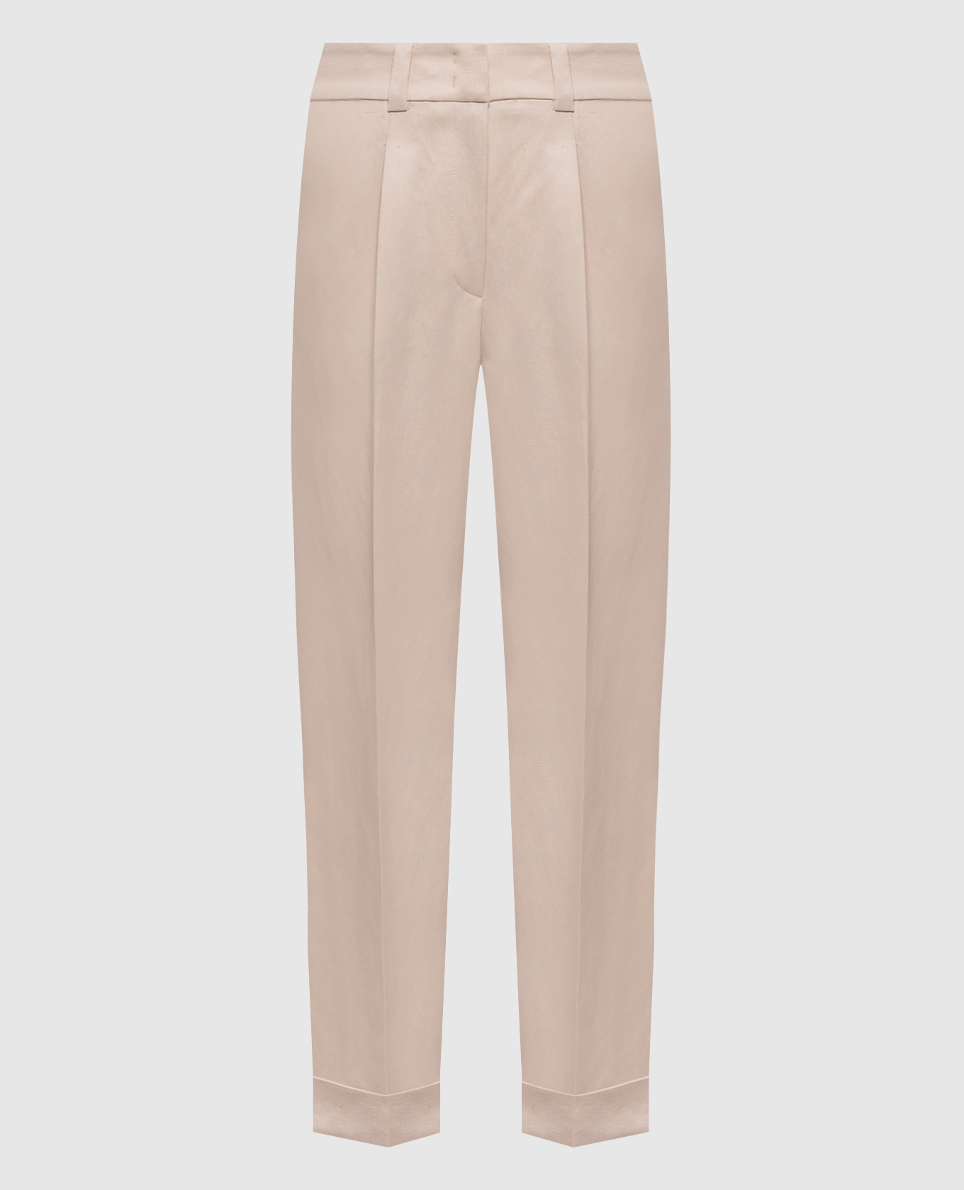 Бежевые брюки с льном