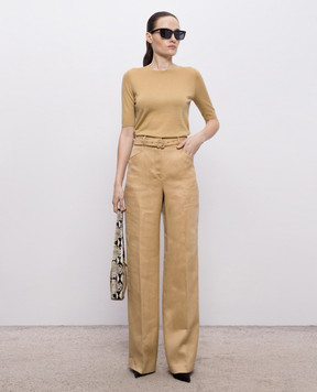 Gabriela Hearst Коричневая футболка Chryse из кашемира и шелка 2269833A003