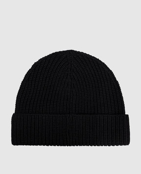 Off-White Чорна шапка з вовни з вишивкою логотипа OMLC041C99KNI003