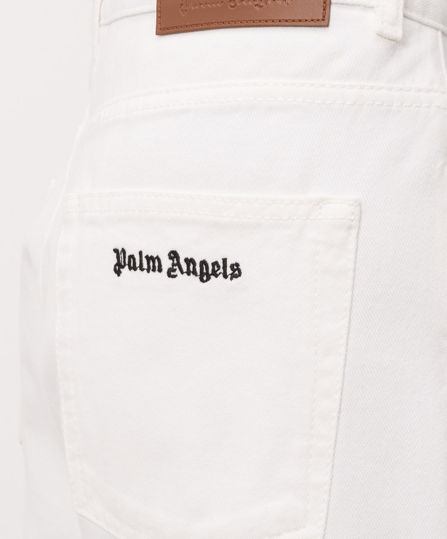 Palm Angels Джинси кольору айворі з вишивкою логотипа PMYA049S26DEN007 зображення 5