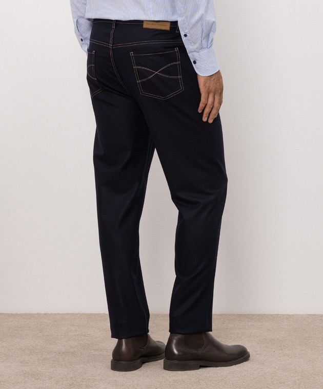 Brunello Cucinelli Темно-синие брюки из шерсти M038PF1012 изображение 4