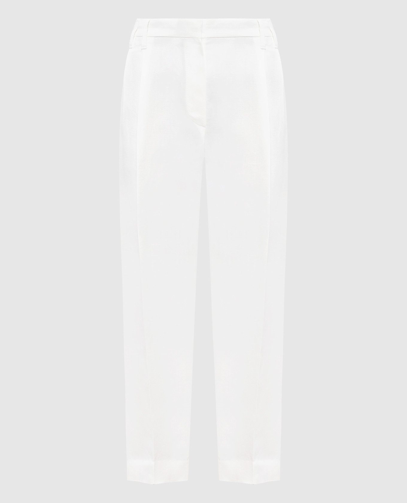 Білі штани з льоном з ланцюжком моніль