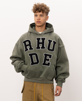 Rhude худи цвета хаки с фактурным логотипом RHPF26HO12012