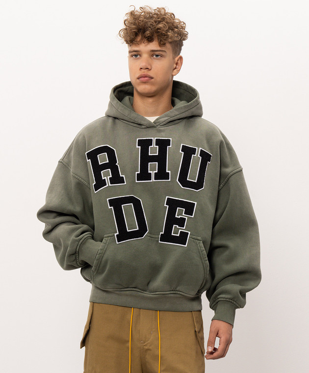 Rhude худи цвета хаки с фактурным логотипом RHPF26HO12012 изображение 3