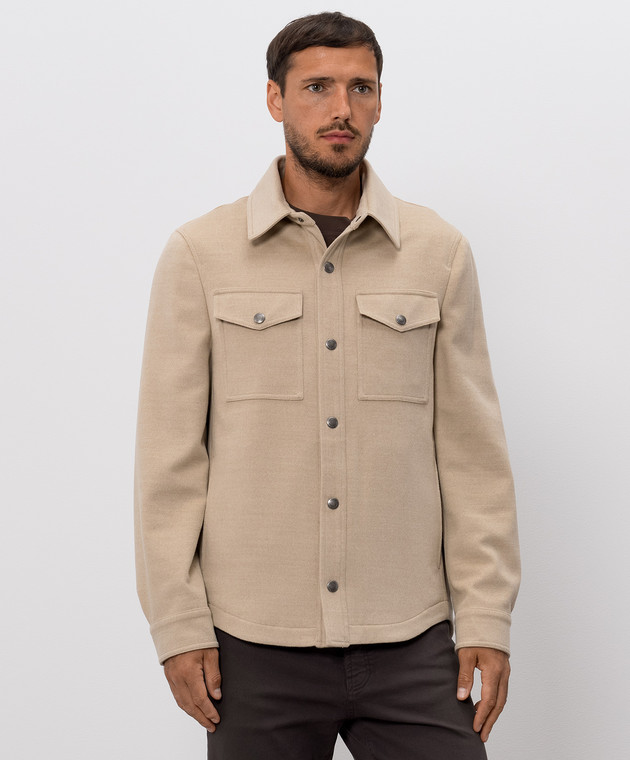 Brunello Cucinelli Бежева куртка з вовни MV4676549 зображення 3