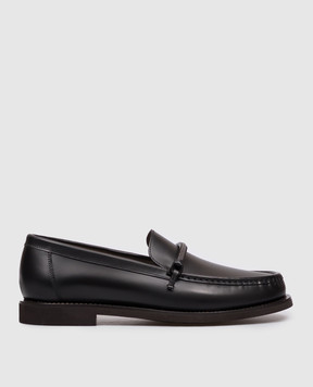 Brunello Cucinelli Черные кожаные лоферы с цепочкой мониль MZMGG3314P
