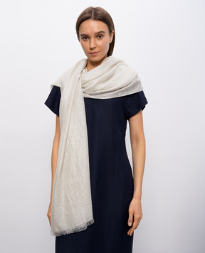 Brunello Cucinelli Сірий палантин з кашеміром та шовком з люрексом MSCDAR097