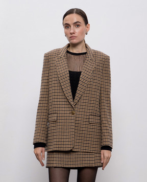 Twinset Коричневий жакет з вовною в клітинку 252TT2420