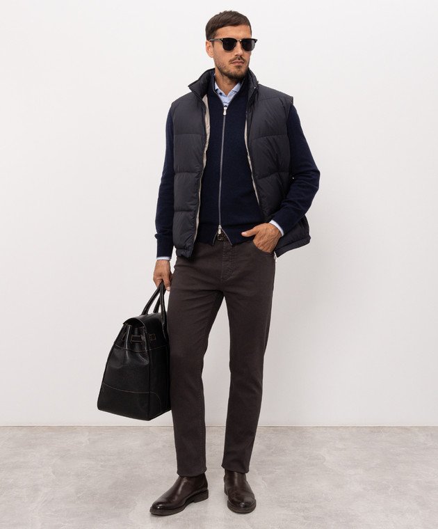 Brunello Cucinelli Темно-коричневі джинси з патчем логотипа M277PD3210 зображення 2