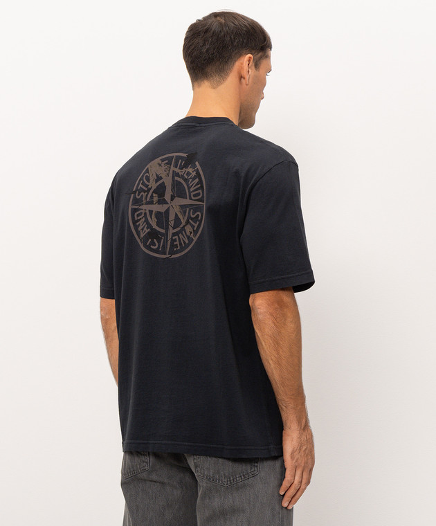 Stone Island Темно-синя футболка з принтом емблеми L2S152100001S0E19 зображення 4