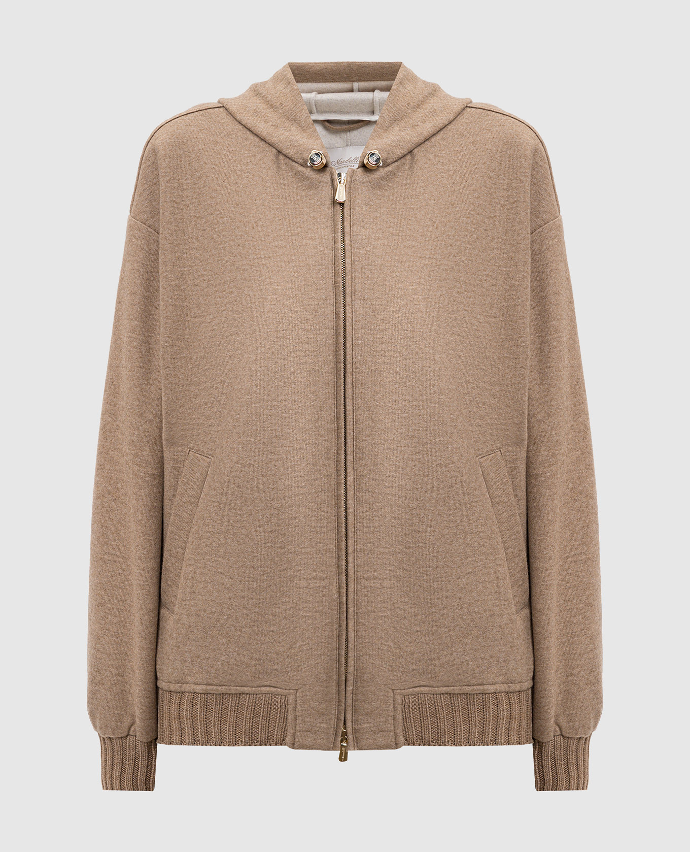 

Коричневая меланжевая спортивная куртка из кашемира, Коричневый, Спортивные куртки