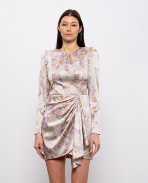 Alessandra Rich Платье мини из шелка в цветочный принт FABX4298F4680