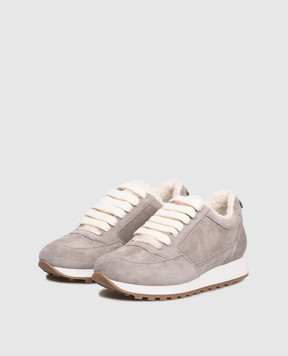 Peserico Серые замшевые кроссовки с мехом S39710C0RCC669