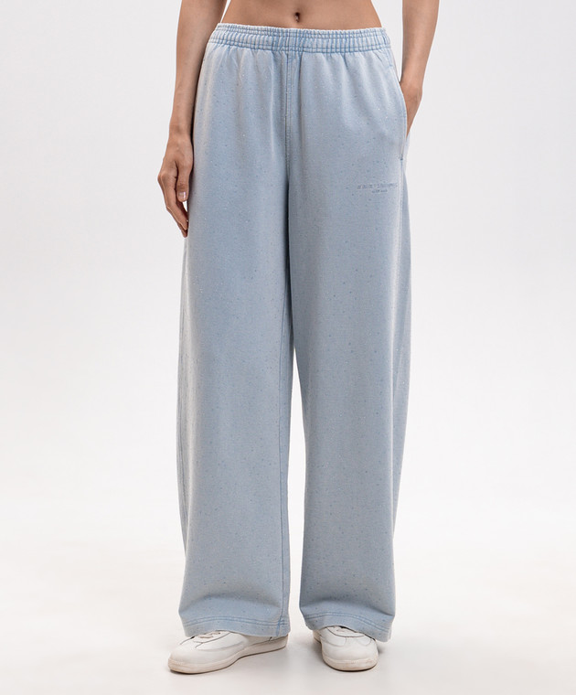 Alexander Wang Голубые спортивные штаны с кристаллами 1CC3264020 изображение 3