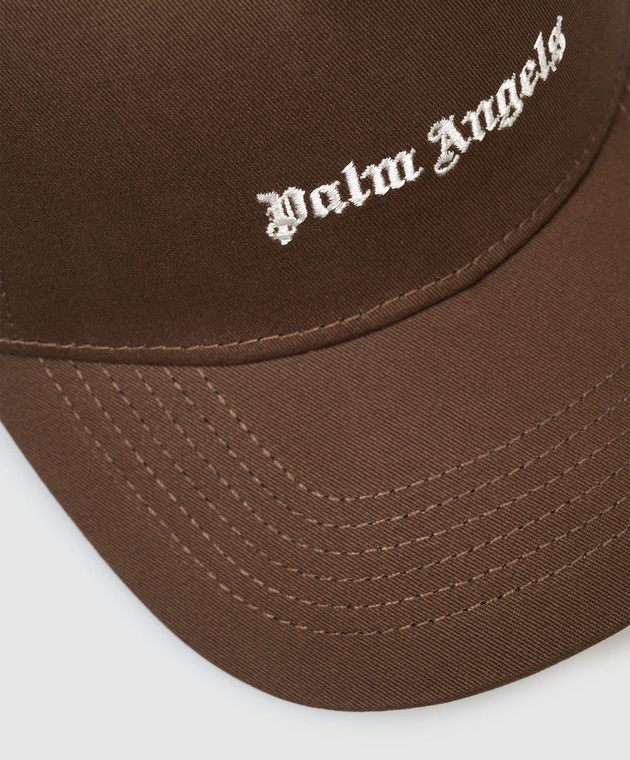 Palm Angels Коричнева кепка з вишивкою логотипа PMLB104S26FAB004 зображення 4