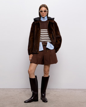 Brunello Cucinelli Коричневые шорты с шерстью MPW07P8953