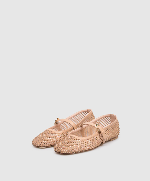 Stuart Weitzman Бежеві балетки Bareitall з кристалами SN800 зображення 2