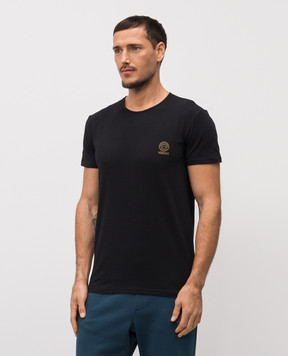 Versace Чорна футболка з емблемою AUU010051A10011
