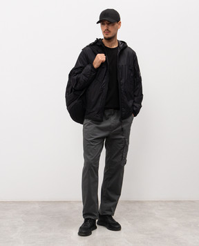 C.P. Company Metropolis Чорна футболка з брендовим принтом Metropolis LTS057A006370W