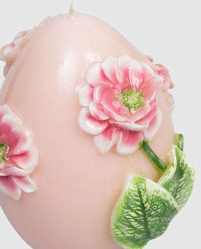 Cereria Introna Розовая свеча в форме яйца с пионом 2102