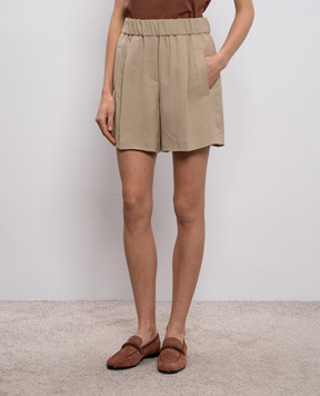 Brunello Cucinelli Бежеві шорти з льоном MH126P8955