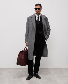 Brunello Cucinelli Серое пальто из шерсти MY4969155