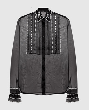 Ermanno Scervino Чорна блуза із шовку з вишивкою D492K350APORG