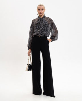 Max Mara Чорна блуза MSTETERE із шовку в горох MSTETERE