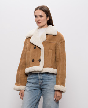 Be Florence Коричнева укорочена двобортна дублянка BE2683