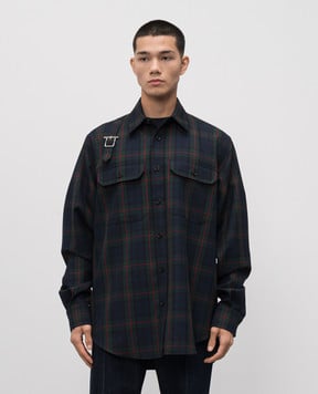 Alexander McQueen Синяя рубашка с шерстью в клеточку 838500QRACD