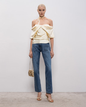 Alexander McQueen Желтый топ с драпировкой 852813QEAHM