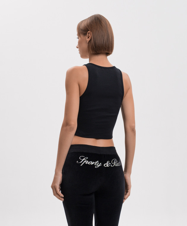 Sporty & Rich Черный топ в рубчике с кристаллами TO11671326BA01 изображение 4