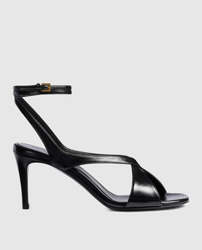 Khaite Чорні шкіряні глянцеві босоніжки Liria F3100943