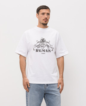 Balmain Белая футболка с принтом HH1EG275BD65