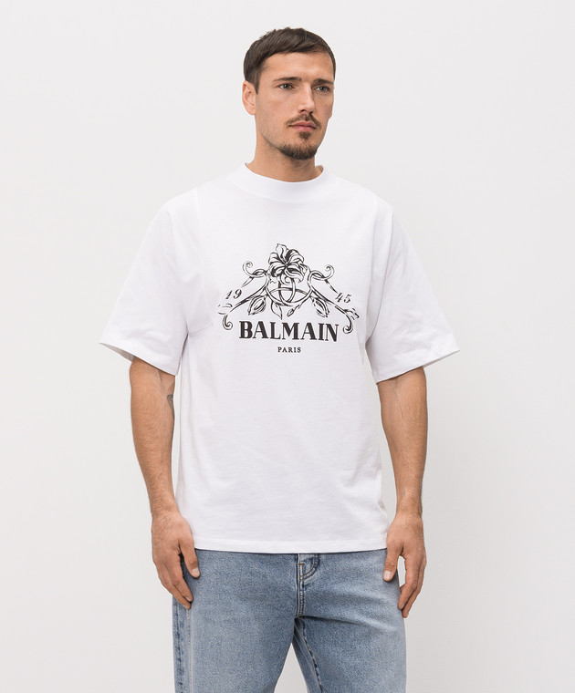 Balmain Біла футболка з принтом HH1EG275BD65 зображення 3