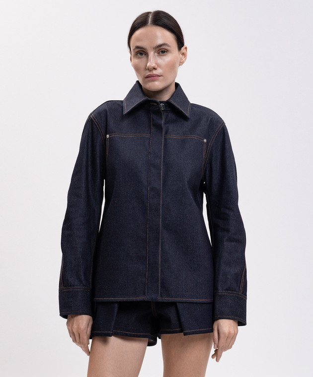 Givenchy Синя джинсова сорочка з патчем логотипа BW61NJ519A зображення 3