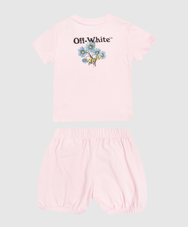 Off-White Дитячий рожевий костюм з футболки та шортів 44G2X00CS26J001 зображення 2