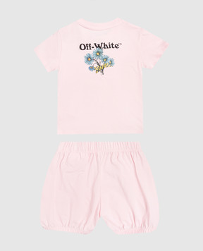 Off-White Дитячий рожевий костюм з футболки та шортів 44G2X00CS26J001