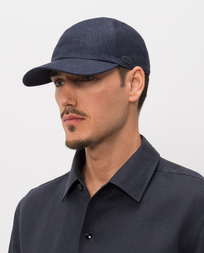 Agnona Синяя кепка из льна AK09U2XU3046