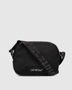 Off-White Чорна сумка крос-боді з контрастним принтом емблеми OMNQ09EC99FAB001