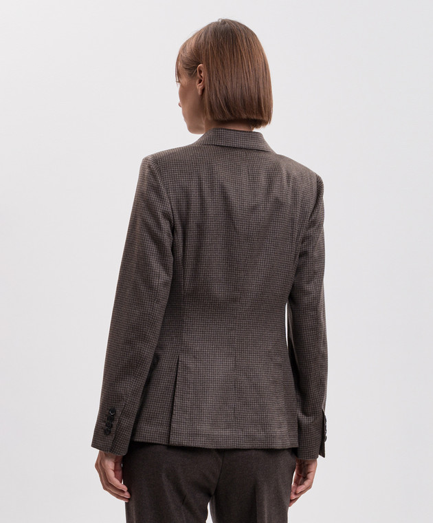 Kiton Коричневый жакет из кашемира в клетку D23501K0574I изображение 4