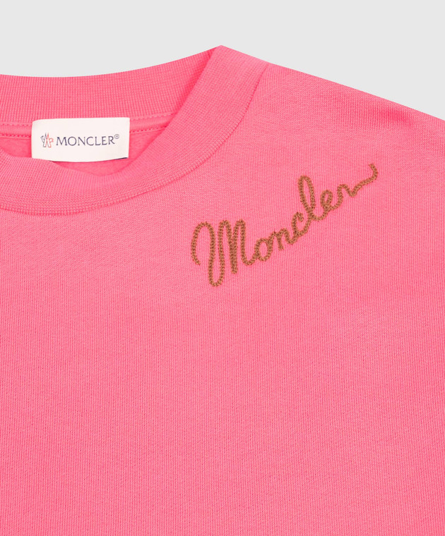 Moncler ENFANT Детский розовый утепленный свитшот с вышивкой логотипа L29548G00014899PS изображение 3