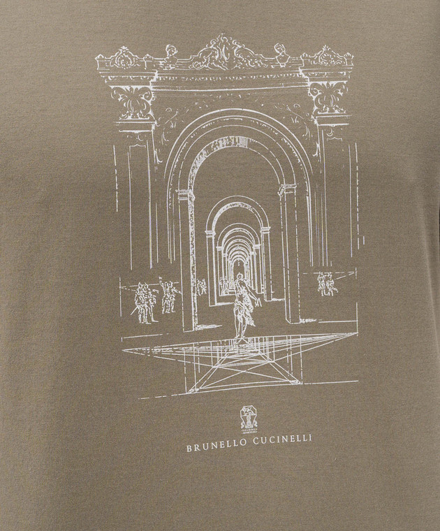 Brunello Cucinelli Футболка цвета хаки с принтом M0B138521P изображение 5