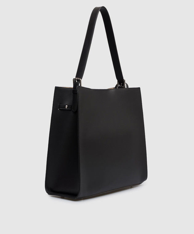 Gianni Notaro Черная кожаная сумка RUGA с принтом логотипа 255RUGANIKEL изображение 3