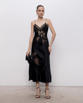 Ermanno Scervino Чорна сукня міді з мереживом D482Q727APOKP
