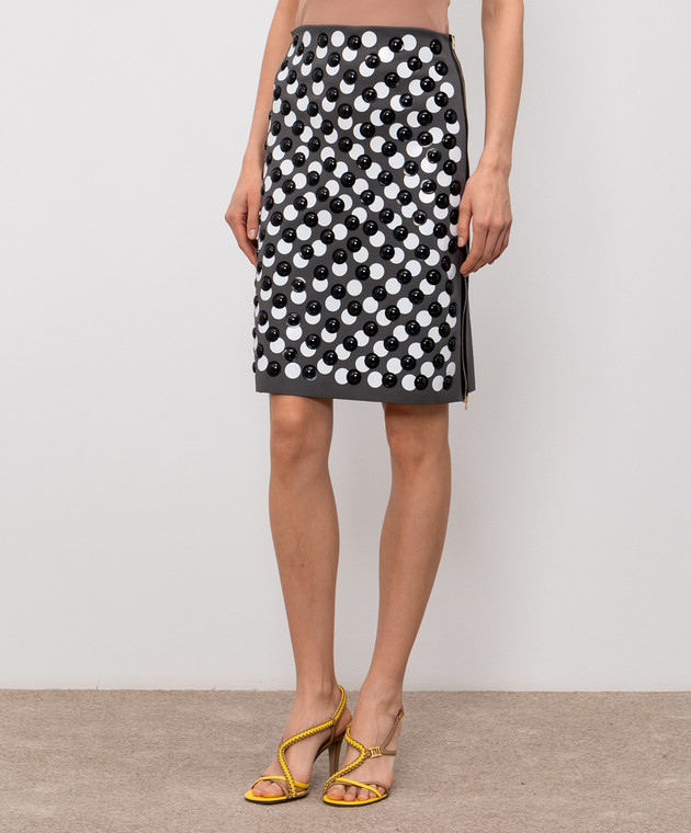 Fendi Сіра спідниця з брендовим принтом та аплікацією FZS025AW4P зображення 3