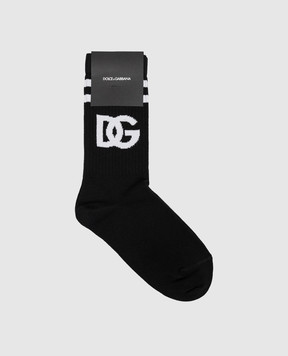 Dolce&Gabbana Чорні шкарпетки з візерунком DG GXS80TJGMED
