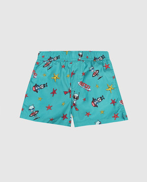 Diesel Дитячі зелені шорти для плавання Mialyb в принт K00780KXBTH