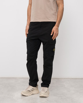 Stone Island Чорні штани карго з патчем логотипа L1S153100032S0A10