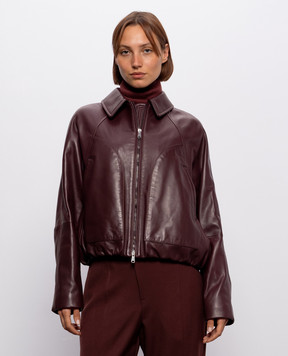 Brunello Cucinelli Бордова шкіряна куртка з ланцюжком моніль MPNMO7638P